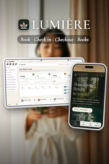 Lumière, spa system: the owner's home screen