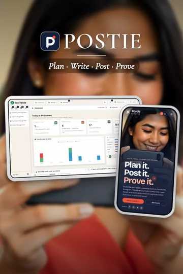 Postie, social media marketing system: the owner's home screen